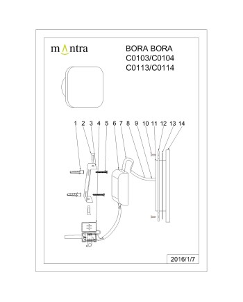 ***OFER/DES*** BORA BORA * APLIQUE LED CUADRADO BLANCO - 12W 3000K